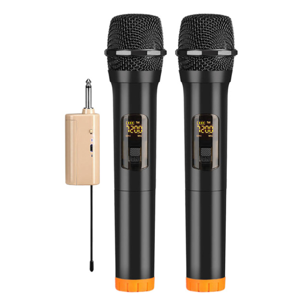 Wireless Handheld Battery Microphone U-segment Home KTV Dynamic Microphone Black Conference Home Karaoke Karaoke Microphone (V-12 Black Dual Microphone)