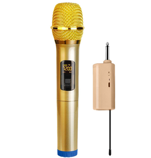Wireless Handheld Battery Microphone U-segment Home KTV Dynamic Microphone Black Conference Home Karaoke Karaoke Microphone (V-11 Golden Single Microphone)