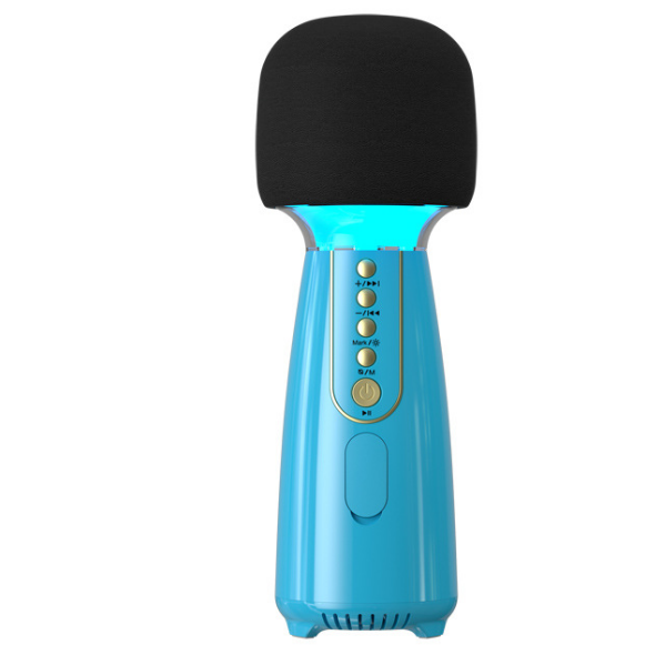 Bluetooth colorful dazzling microphone with high speaker pitch changing microphone (blue)