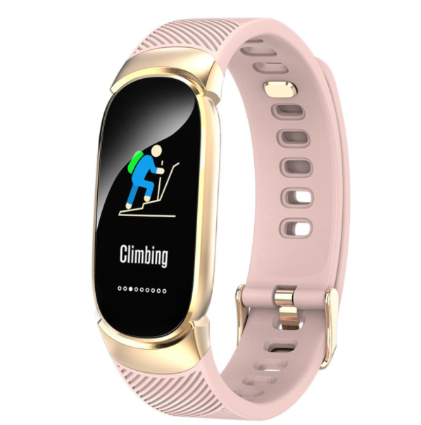 QW16 Smart Sports Bracelet Color Screen Continuous Heart Rate Sleep Monitoring Waterproof Step Counting Information Reminder Bracelet (Pink)