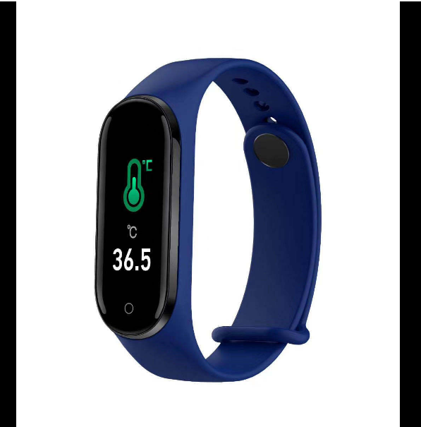 Temperature, heart rate, blood pressure, blood oxygen, exercise, pedometer, smart bracelet (blue)