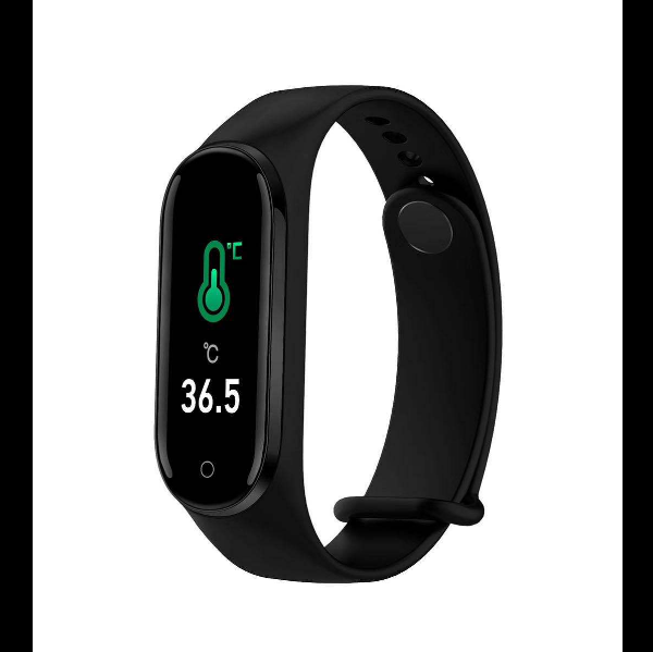 Temperature measurement, heart rate, blood pressure, blood oxygen, exercise, step counting smart bracelet (black)