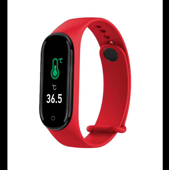 Temperature, heart rate, blood pressure, blood oxygen, exercise, step counting smart bracelet (red)