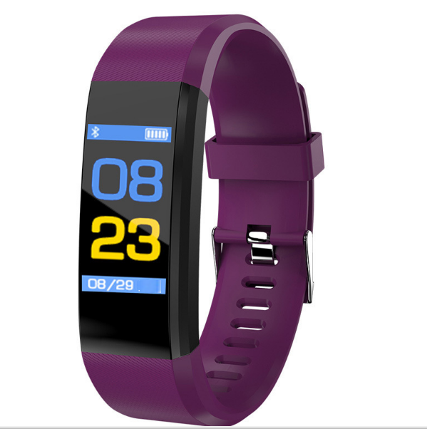 Bluetooth Waterproof Sports Heart Rate Blood Oxygen Adult Blood Pressure Electronic Smart Hand Monitoring Bracelet (Purple)