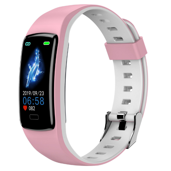 Heart rate large screen display multi-sport mode waterproof smart bracelet ([pink + white] color)