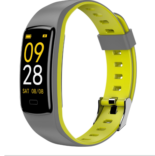 Heart rate large screen display multi-sport mode waterproof smart bracelet ([gray + yellow] color)