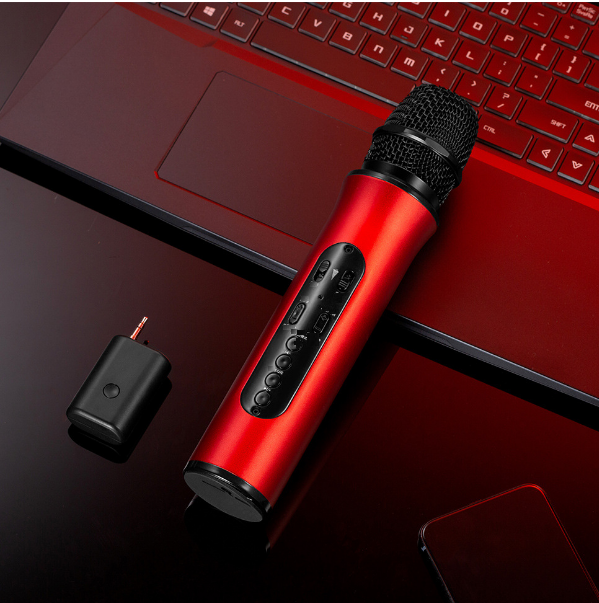 Wireless Bluetooth Microphone Microphone and Audio All-in-One (Red)