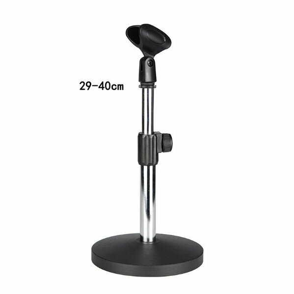 Desktop Microphone Stand, Disc Base, Tabletop Small Bracket (Electroplated Silver, Thickened and Weighted)