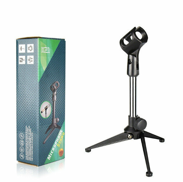 Metal Triangular Microphone Computer Microphone Desk Stand Condenser Microphone Stand (Silver HY-29s)