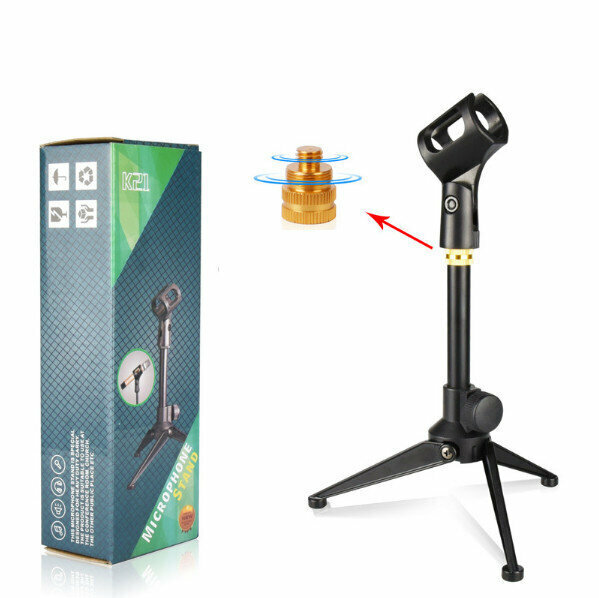 Metal Triangular Microphone Computer Microphone Desk Stand Condenser Microphone Stand (Black HY-29s)
