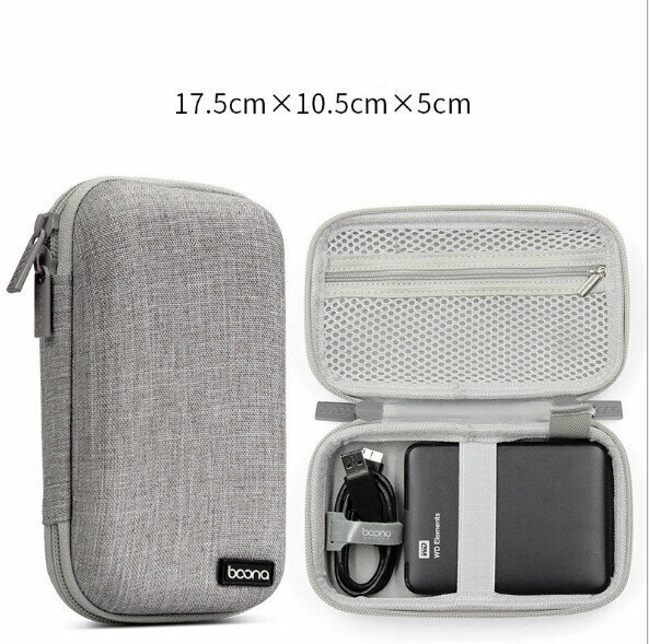 2.5 inch mobile hard drive storage bag protective case power bank storage bag (gray F010)