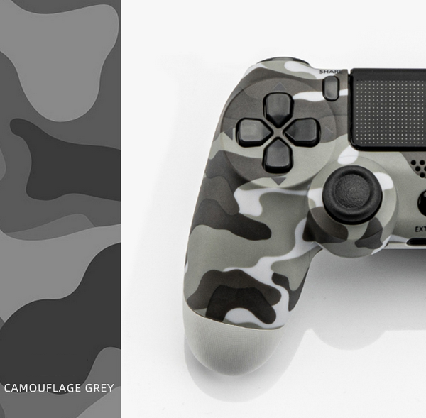 P4 wireless gaming handset, headphone jack with light bar + dual motor, double vibration - camouflage gray