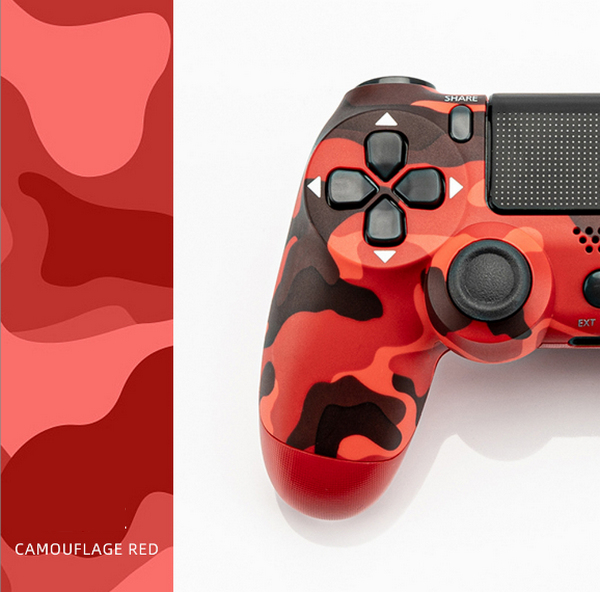 P4 wireless gaming handset with light bar, headphone jack + dual motor, double vibration - camouflage red