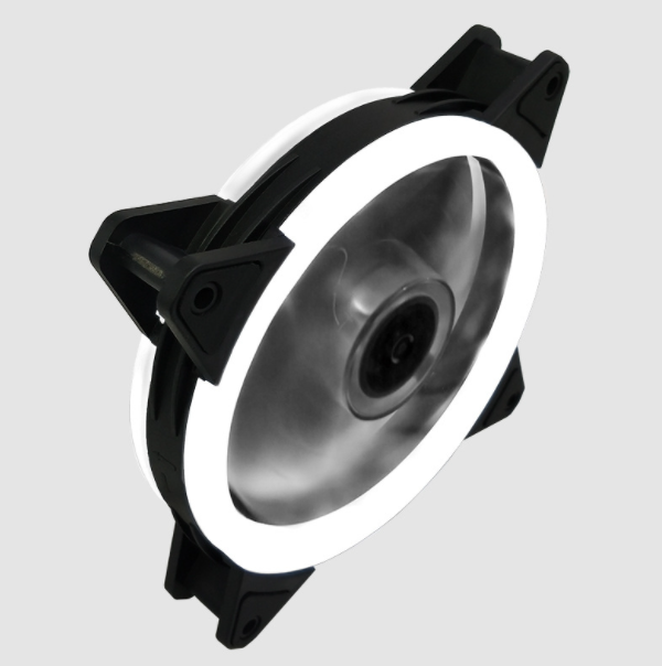 COOLMOON Dual Aperture 2nd Gen Case Fan 12cm Silent Inner and Outer Illuminated LED Computer Cooling Fan (Dual Aperture (White))