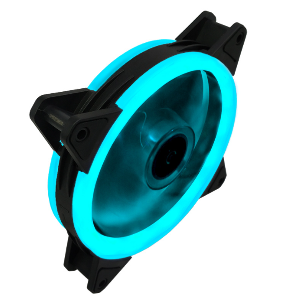 COOLMOON Dual Aperture 2nd Gen Case Fan 12cm Silent Inner and Outer Luminous LED Computer Cooling Fan (Dual Aperture (Ice Blue))