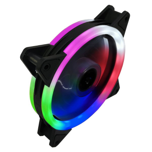 COOLMOON Dual Aperture 2nd Gen Case Fan 12cm Silent Inside and Outside Luminescent LED Computer Cooling Fan (Dual Aperture (Colorful))