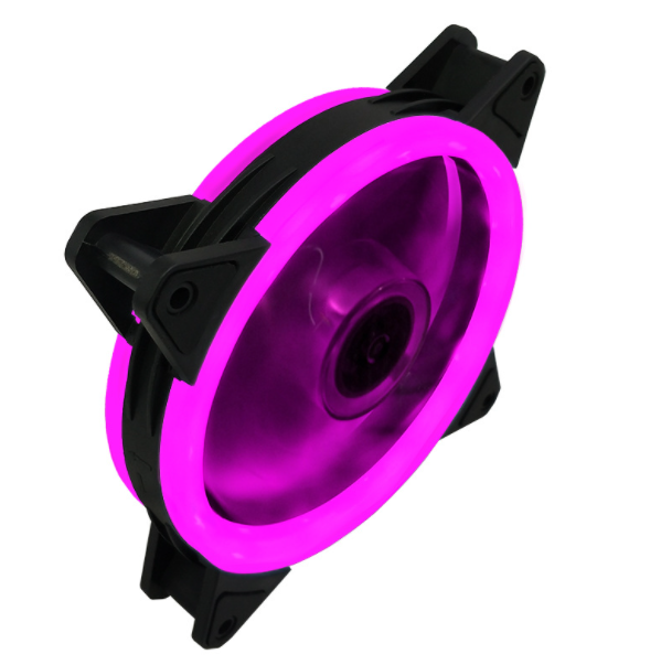 COOLMOON Dual Aperture 2nd Gen Case Fan 12cm Silent Inner and Outer Illuminated LED Computer Cooling Fan (Dual Aperture (Purple))