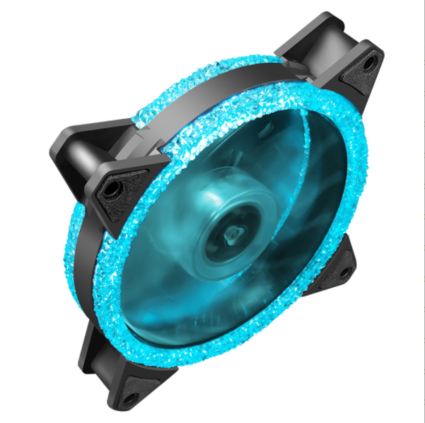 COOLMOON Dual Aperture 2nd Gen Case Fan 12cm Silent Inner and Outer Luminous LED Computer Cooling Fan (Diamond Dual Aperture (Ice Blue))