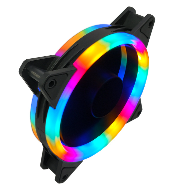 COOLMOON Dual Aperture Gen 2 Case Fan 12cm Silent Inner and Outer Illuminated LED Computer Cooling Fan (Dual Aperture (Rainbow))