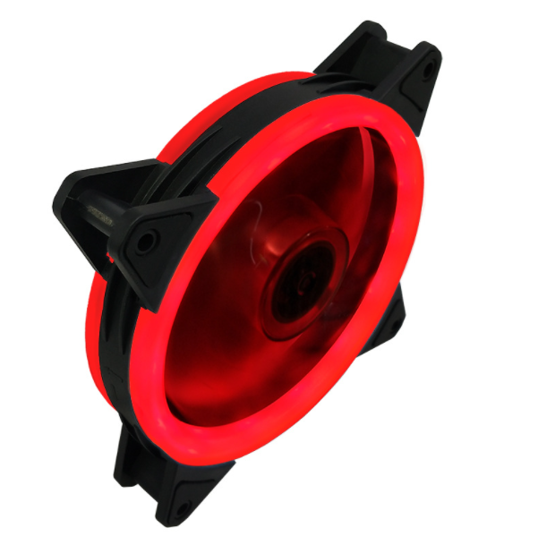 COOLMOON Dual Aperture 2nd Gen Case Fan 12cm Silent Inner and Outer Luminous LED Computer Cooling Fan (Dual Aperture (Red))