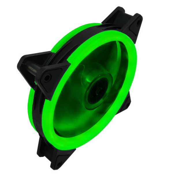COOLMOON Dual Aperture 2nd Gen Case Fan 12cm Silent Inner and Outer Illuminated LED Computer Cooling Fan (Dual Aperture (Green))