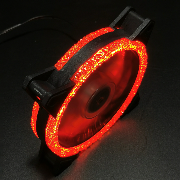 COOLMOON Dual Aperture 2nd Gen Case Fan 12cm Silent Inner and Outer Luminous LED Computer Cooling Fan (Diamond Dual Aperture (Red))