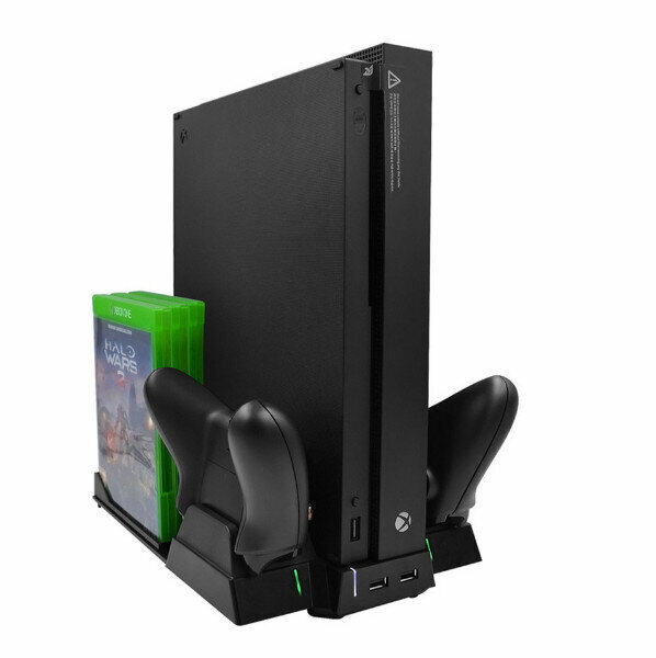 MIMD (Xbox one compatible) multi-function handmade charger Scorpio Cooling Base + Dual Charge + Disk Holder (Black)