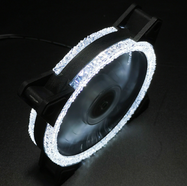 COOLMOON Dual Aperture 2nd Gen Case Fan 12cm Silent Inner and Outer Luminous LED Computer Cooling Fan (Diamond Dual Aperture (White))
