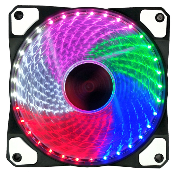 新款33燈機箱風扇 12cm發光led風扇靜音大風量散熱電腦主機箱風扇工廠（33燈五彩高亮風扇）