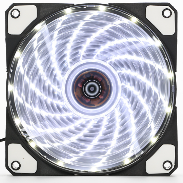 12cm Chassis Fan 15 Lights Streamer LED Silent 12025 Computer Cooling Main Case Fan (White)