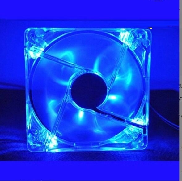 Clear White Blue Illuminated Chassis Power Supply Cooling Fan (4 Lights Clear Blue 12025)