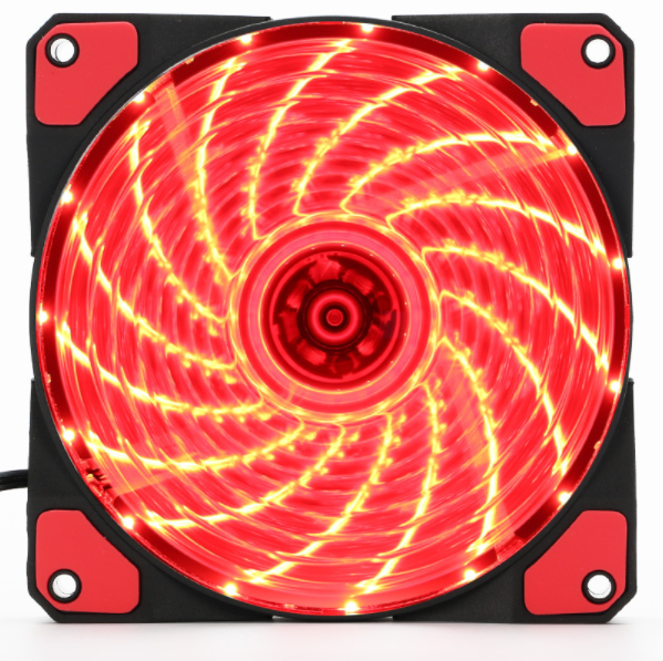 12cm Case Fan 15 Lights Streamer LED Mute 12025 Computer Cooling Main Case Fan (Red)