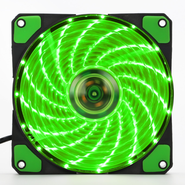 12cm Case Fan 15 Lights Streamer LED Mute 12025 Computer Cooling Main Case Fan (Green)