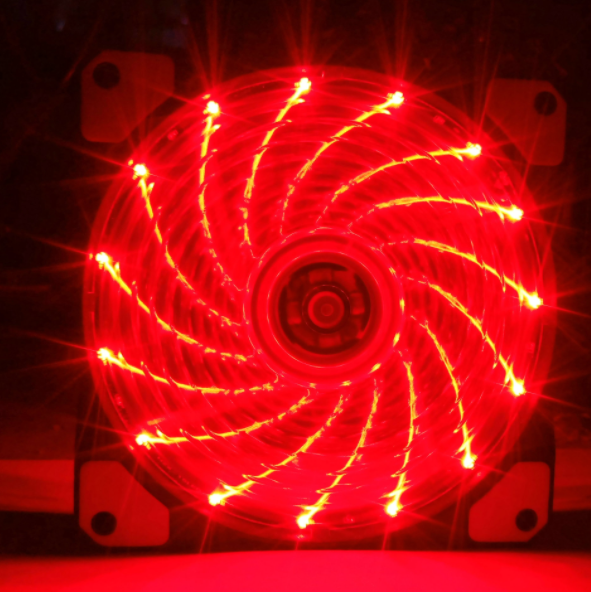 15 Lights Chassis Fan 12cm Luminous Streamer Desktop Computer Host Cooling Fan Silent Chassis Fan (Meteor Shower 15 Lights Red Streamer Fan)