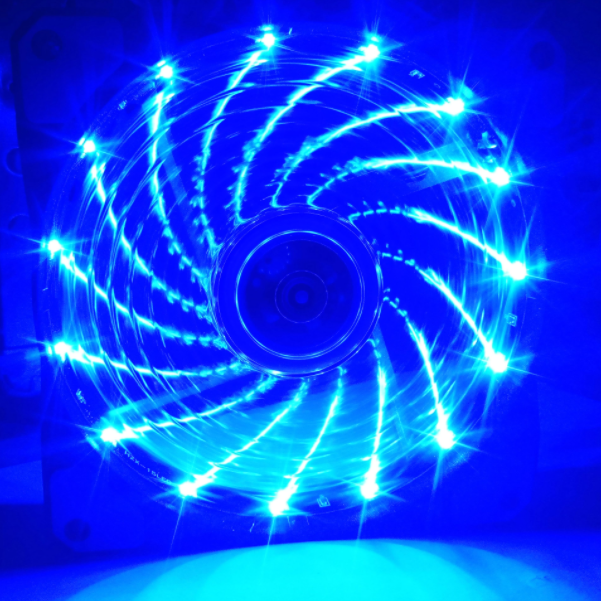 15 Lights Chassis Fan 12cm Luminous Streamer Desktop Computer Host Cooling Fan Silent Chassis Fan (Meteor Shower 15 Lights Blue Streamer Fan)