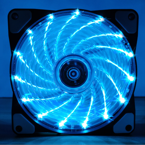 15 Lights Chassis Fan 12cm Luminous Streamer Desktop Computer Host Cooling Fan Silent Chassis Fan (Meteor Shower 15 Lights Ice Blue Streamer Fan)