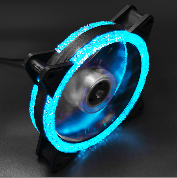 DX12 Diamond 12cm Dual Aperture Case Fan Desktop Computer Silent LED Dual Ring Cooling Case Fan (Diamond Dual Aperture Ice Blue [Dual Interface])