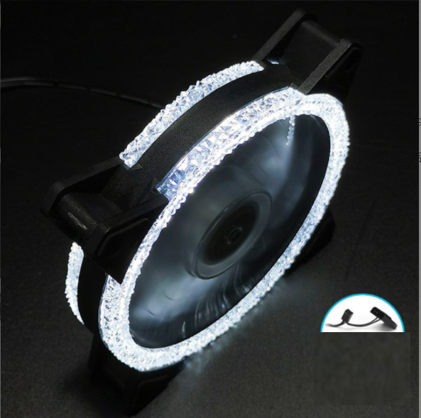DX12 Diamond 12cm Dual Aperture Case Fan Desktop Computer Silent LED Dual Ring Cooling Case Fan (Diamond Dual Aperture White [Dual Interface])