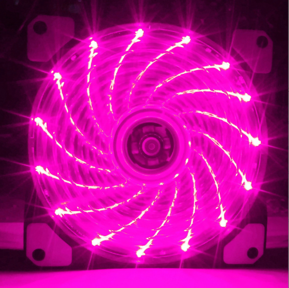 15 Lights Chassis Fan 12cm Luminous Streamer Desktop Computer Host Cooling Fan Silent Case Fan (Meteor Shower 15 Lights Purple Streamer Fan)