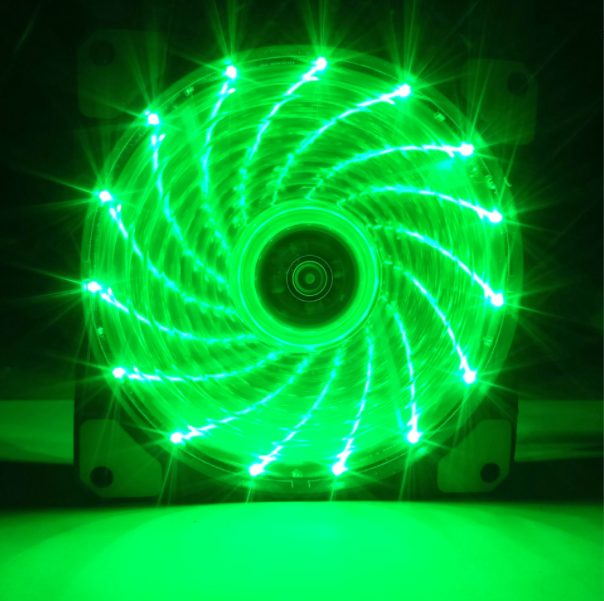 15 Lights Chassis Fan 12cm Luminous Streamer Desktop Computer Host Cooling Fan Silent Chassis Fan (Meteor Shower 15 Lights Green Streamer Fan)