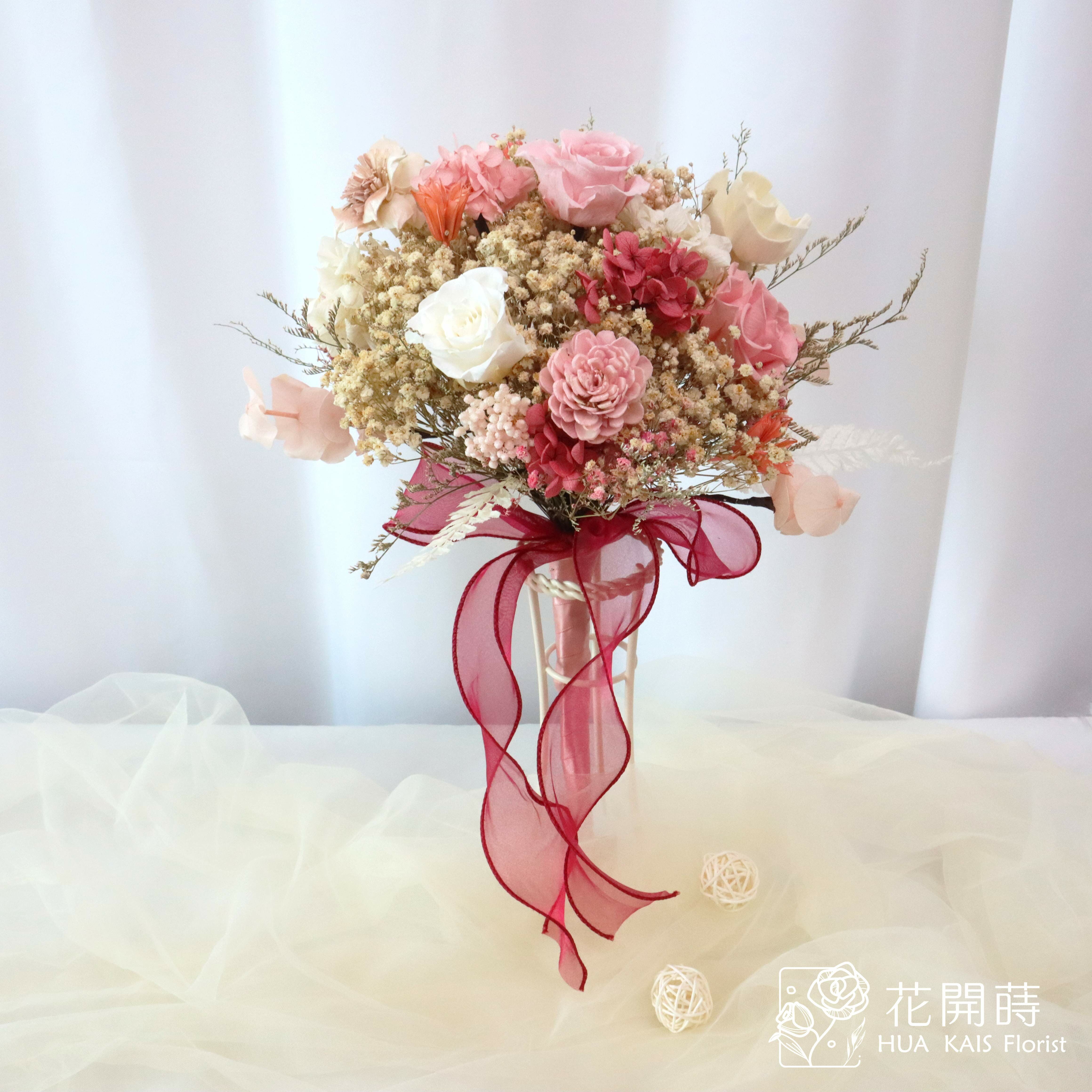 新娘捧花|粉嫩嫩新娘捧花|永生花捧花|外拍捧花|韓式捧花|圓形捧花|韓系捧花|粉色捧花|永生捧花