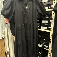 [S] DKNY POPLIN DRESS WITH PUFF SLEEVE,BLACK, DJ4D9004-BLK (SD976)