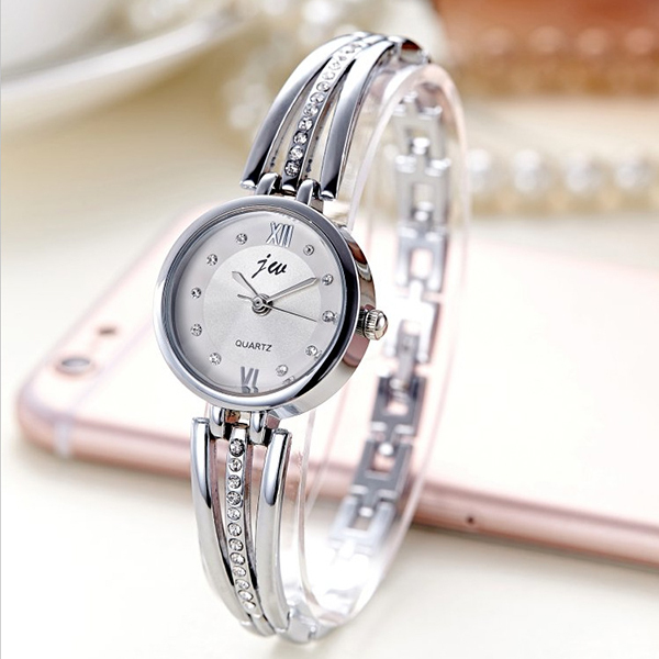 JK KOREA Round Women's Rhinestone Steel Band Watch  J0914
