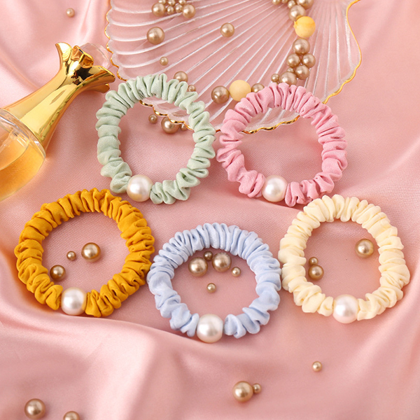 JK KOREA new pearl mixed color 5 storage bags color simple rubber band hair ring J0883