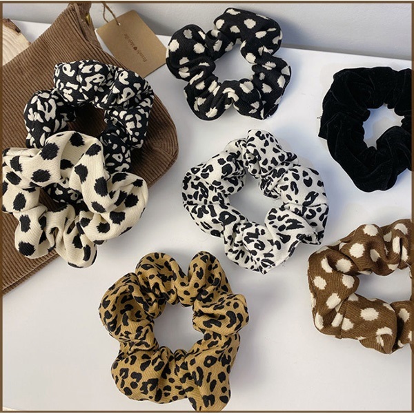 JK KOREA new leopard print hair band ins Korean style rubber band women's hair tie simple temperament head rope (5 pieces of mixed colors) J0643