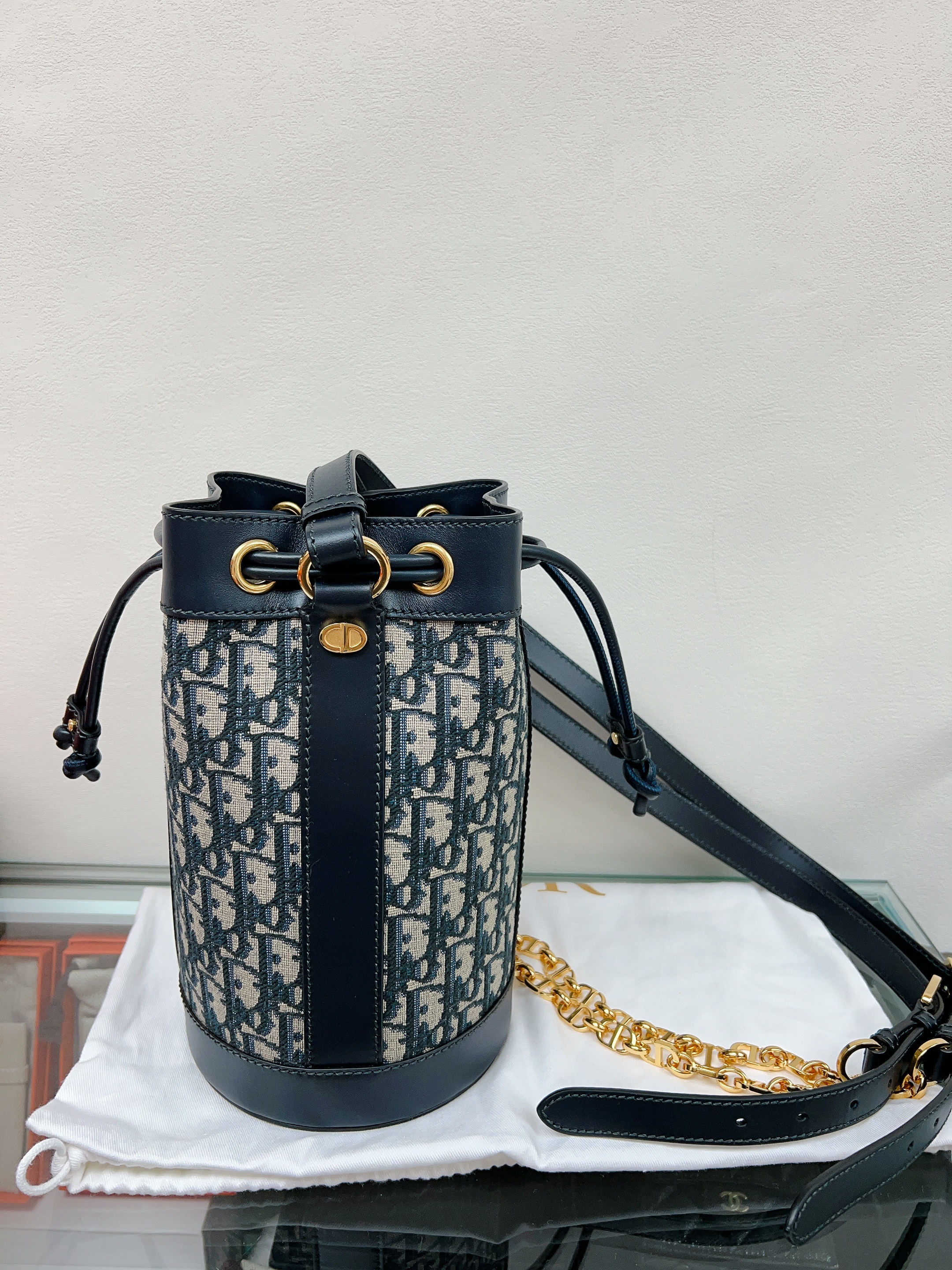 Dior bucket backpack small (blue oblique)