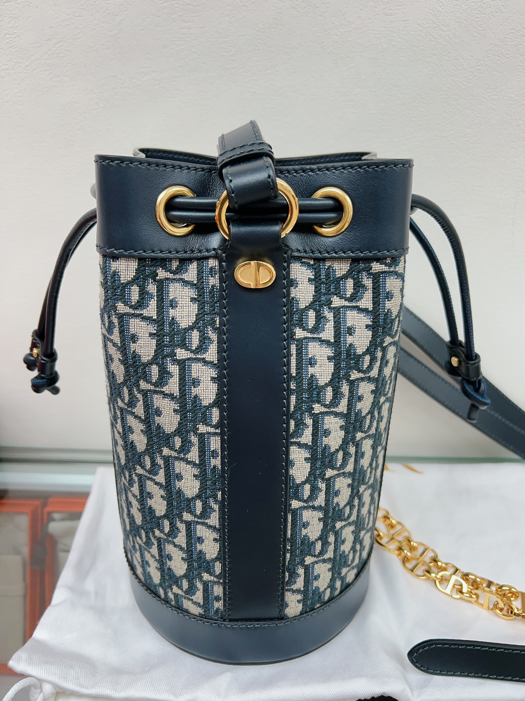 Dior bucket backpack small (blue oblique)