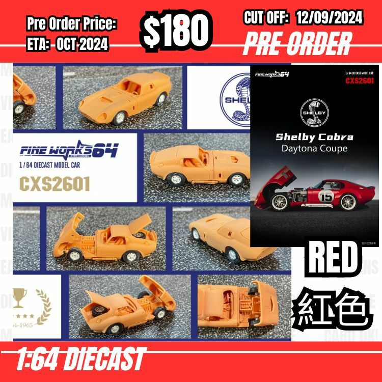 PO-$180 * Fine Woks * 1:64 Shelby Cobra Dayona Coupe Red #15 [OD06/08]