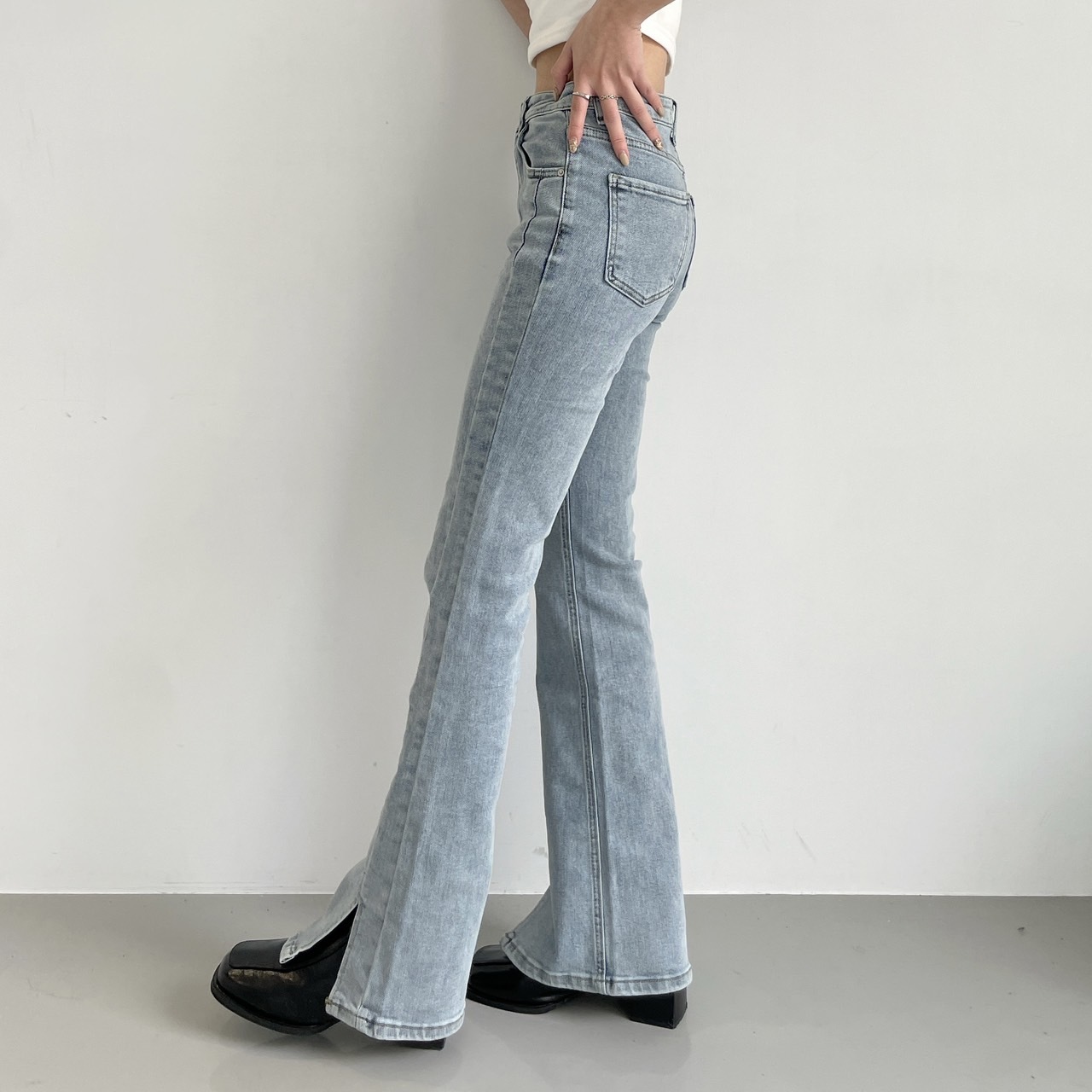 超彈📣+5cm翹屁股神腿開衩喇叭褲(S-XL)