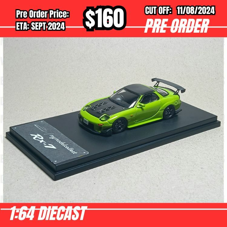 PO-$160 * Model Collect * 1:64 Mazda RX7 Re Amemiya Green w/Carbon Hood [OD06/08]